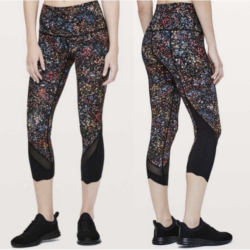 Lululemon Sz 10 Wunder Under Crop II Leggings Flowerescent Multi Floral Luxtreme